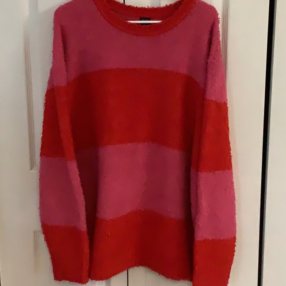 Rowing Blazers Red and Pink Crew Neck Sweater Size XL PTP 27”, Length 29” Unisex